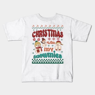 Christmas With My Snowmies, Retro Christmas Kids T-Shirt